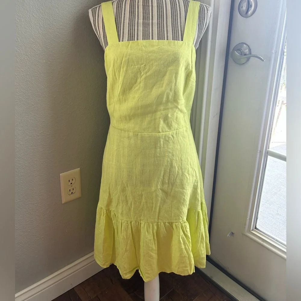 NY&Co Yellow Linen Blend Flare Dress (NWT) - Picture 3 of 8